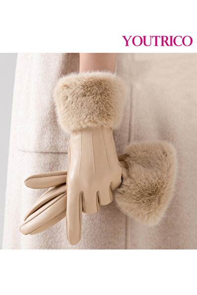 Youtrico Faux Mink Leather Gloves - Thermal-Lined Winter Wear for Women