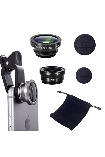 Arura Global Balık Gözü Geniş Açı Telefon Lens Seti – 3’lü Lens + Mandal