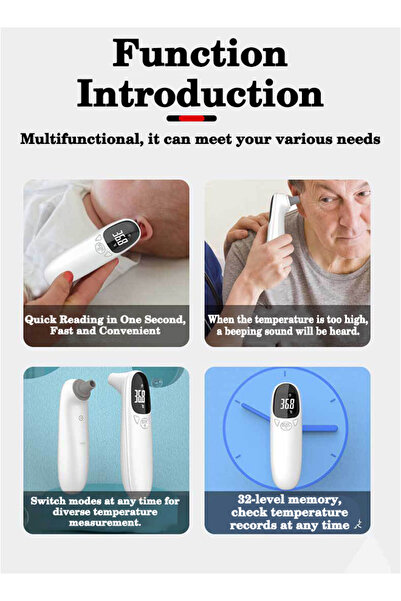 OEM مقياس حرارة رقمي أبيض بالأشعة تحت الحمراء للجبهة والأذن للأطفال، للاستخدام الطبي، مقياس درجة حرارة الجسم بدون تلامس