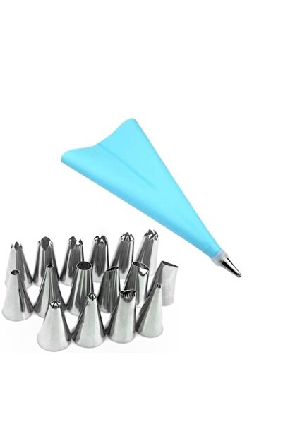 RABY Set de poșete din silicon cu 12 duze din oțel inoxidabil, albastre