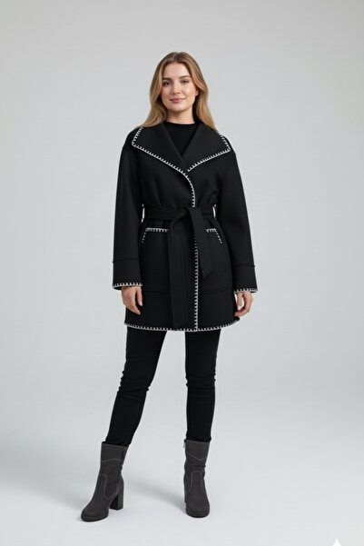 parla official Nordic Stitch Kemerli Kaşe Kaban