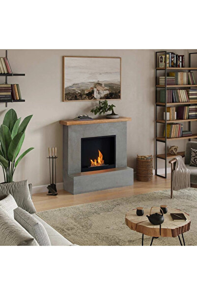 tagu Rolf Concrete Grey FreeFlame bioethanol fireplace