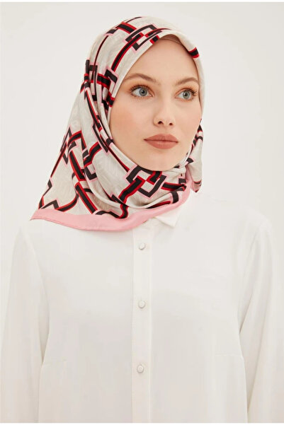 Armine Eșarfă din mătase Tivil cu model geometric roz IST 8940 - 15