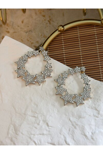 MyladyAccessoriess Sıralı Yıldız Zirkon Taş Küpe (Çelik)