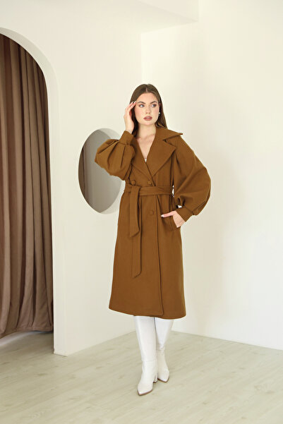 dezer Balloon Sleeve Lined Stamp Coat