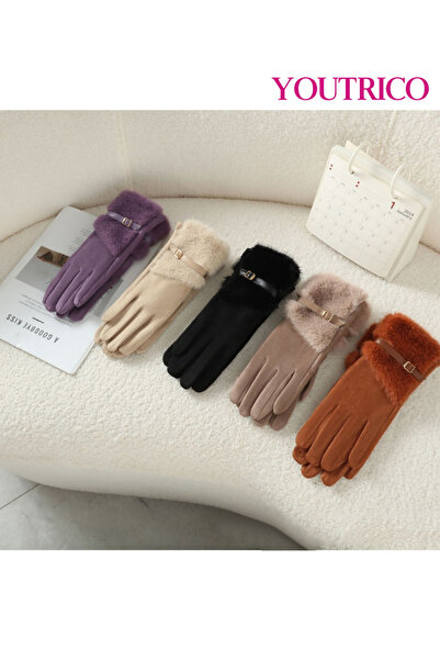 Youtrico Women's Suede Touchscreen Gloves -Thermal-Lined Winter Wear