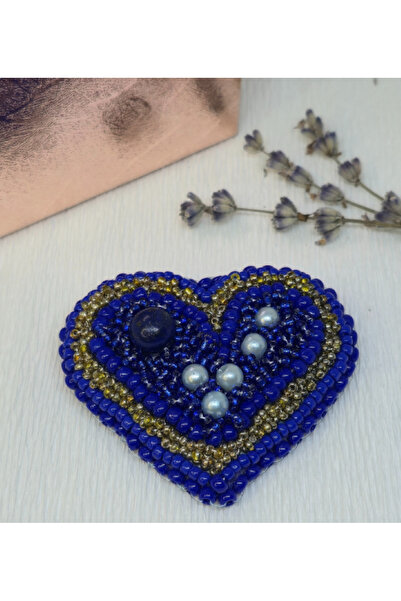 Handmade Broșă – Royal Blue Heart