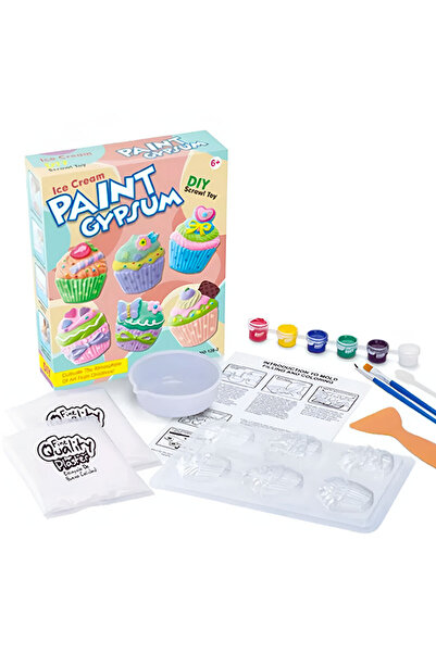 bebeLOGIC Set pictura si mulaj cu 6 figurine din ipsos de colorat, Ice Cream,...