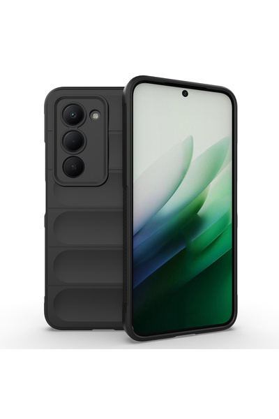 zore Redmi 15 Case Flexible Tpu Hollowed Out Back Surface Design Emp Ethnic Silicone Cover - Black