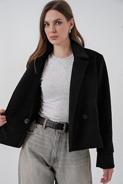 Hiccup Bdart Textured Double-Breasted Collar Jacket