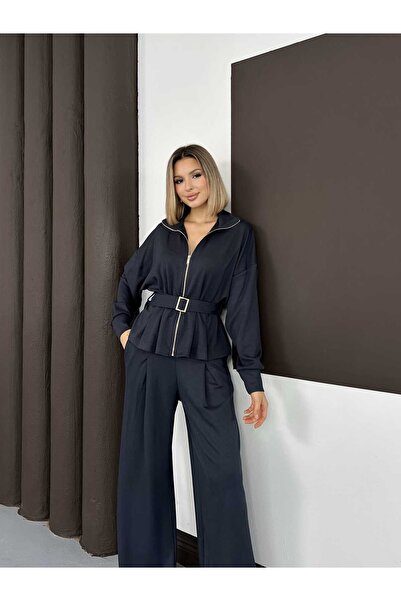 AYKA WEAR Waist-Tied Belted Pleated Modal Suit