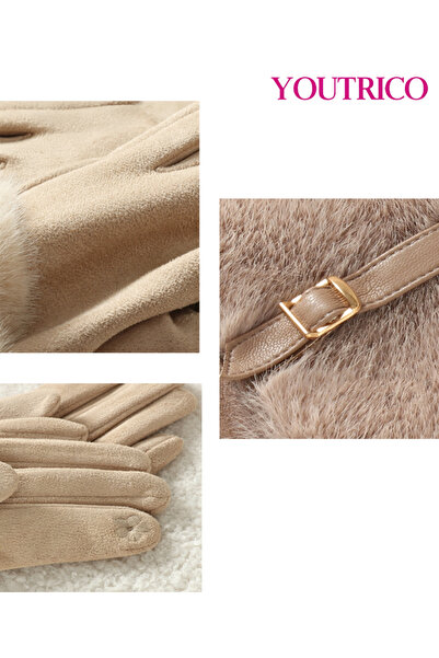 Youtrico Women's Suede Touchscreen Gloves -Thermal-Lined Winter Wear