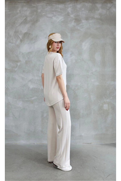 Exbob مجموعة Osy Modal من القماش الناعم المزخرف بياقة دائرية وأكمام قصيرة ومف...