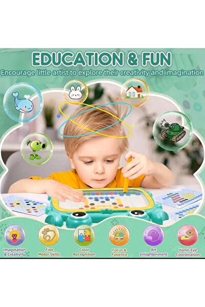 Generic Magnetic Drawing Board, Montessori Magnetic Dots Toys with 50 Dot Beads and 10 Pattern Booklets