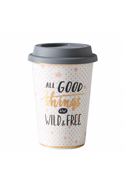 PUFO ceramic travel mug for coffee with silicone lid, 415 ml, Good things model