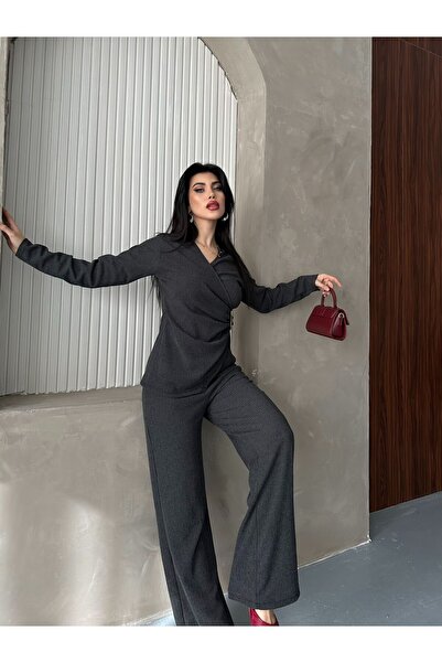 salome butik 2-Piece V-Neck Buckle Bottom-Up Set