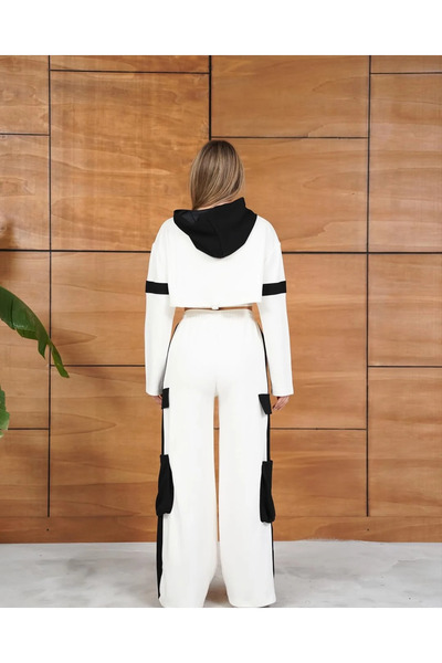 cemo Contrast Block Wide Leg Tracksuit Set