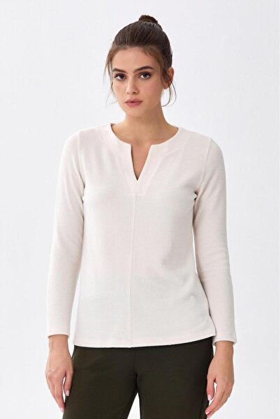 İKİLER V Yaka Uzun Kol Triko Bluz 256-1714