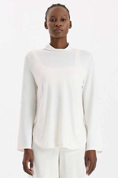COMEUP High Collar Pocket Long Sleeve Lightweight Sweatshirt Off White