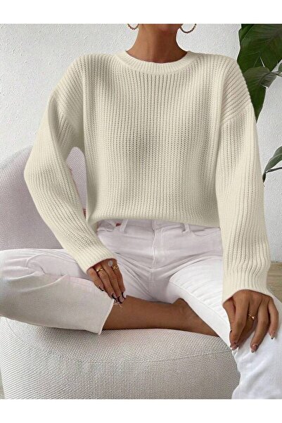 FAVORİST Tri̇ko Knitted O Oversized Crew Neck Sweater Btk