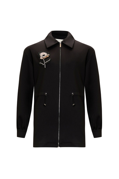 Exquise Beli Lace-Up Knitted Embroidered Sweatshirt