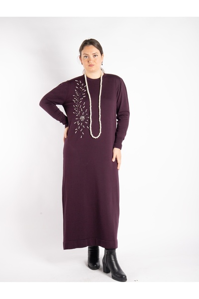 Bedrinxxl BÜYÜK BEDEN İNCİ TRİKO ELBİSE