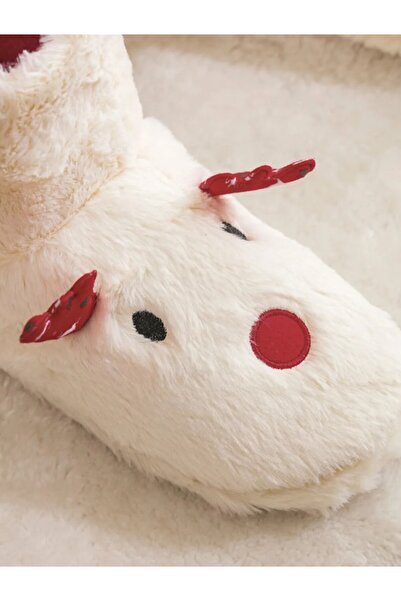 LC Waikiki Lcw Steps White Animal Figured Plush Women's Home Boots