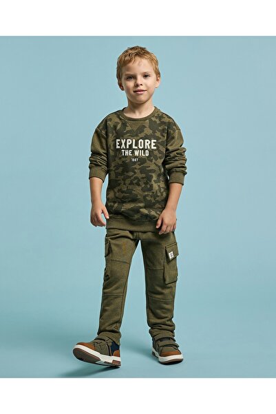 R&B مطبوع سويت شيرت وبنطال بطبعة مموهة