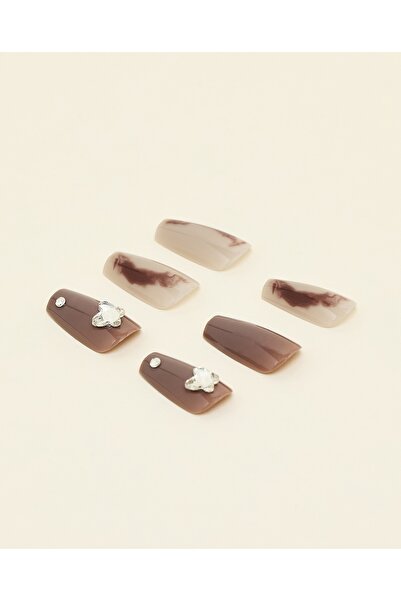 R&B أظافر نسائية قابلة للارتداء باللون البيج