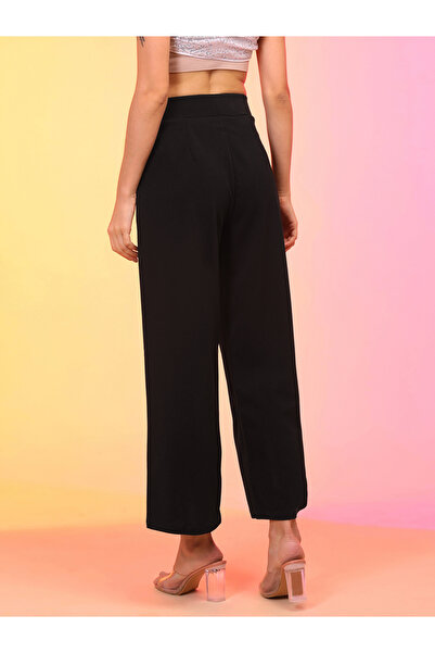 Globus By Styli Women Black Pleated Wide Leg Trousers