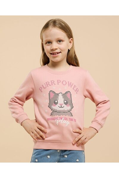 R&B Graphic Print Sweatshirt with Crew Neck and Long Sleeves