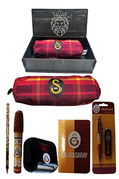 Galatasaray Original Licensed Black Air Pencil Sharpener Wooden Boxed Stationery Set of 6