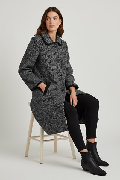 ECE GİYİM Women's Button-Front Thick Knit Cardigan with Pockets