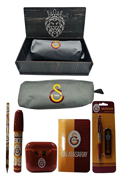Galatasaray Original Licensed Red Air Pencil Sharpener Wooden Boxed Stationery Set of 6