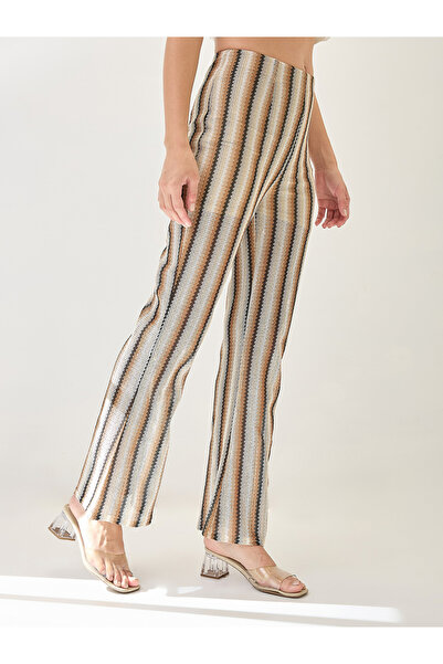 Globus By Styli Striped Crochet Bootcut Trousers