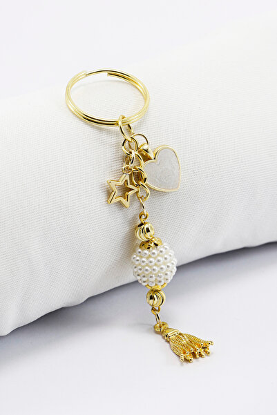 biuti Breloc mic cu inimă, stea, perlă și ciucure, ornament pentru geantă cadou
