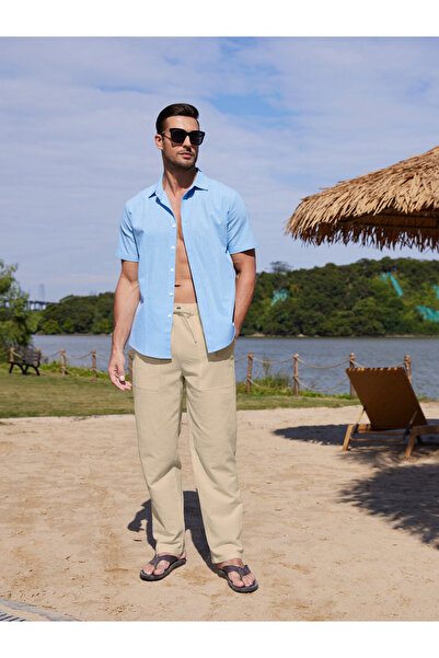 Noor Essentials By Styli Solid Drawstring Waist Relaxed Fit Pants