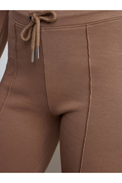 Dilvin 71891 Elastic Waist Flared Tracksuit-Mink