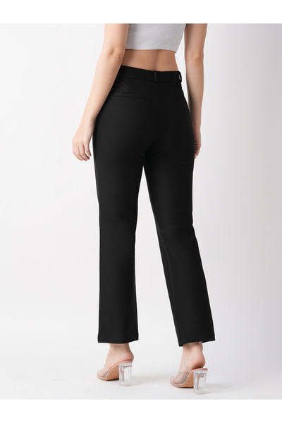 Globus By Styli Black Stretchable Slim Fit Treggings With Belt Loops