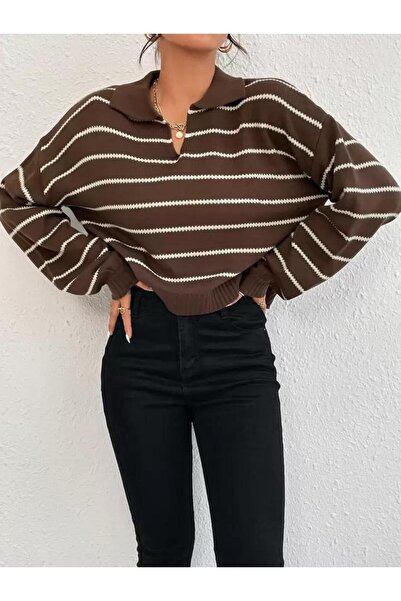 ATE ÖZGÜNEŞ TRİKO TEKSTİL WOMEN'S STRIPED KNITWEAR SWEATER