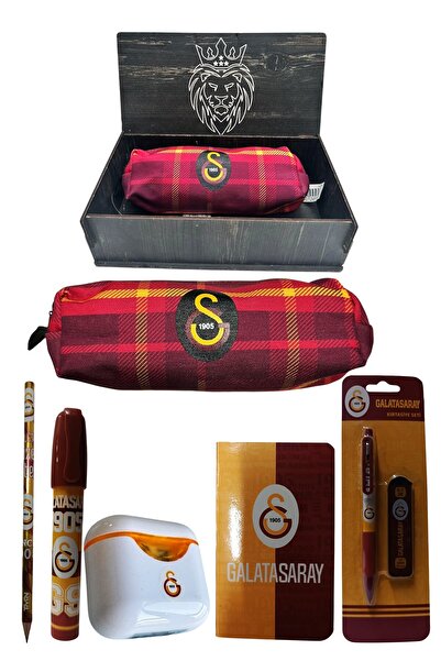 Galatasaray Original Licensed White Air Pencil Sharpener Wooden Boxed Stationery Set of 6