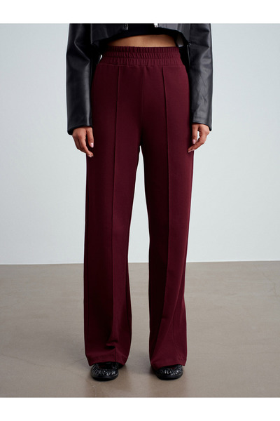 Dilvin 71925 Elastic Waist Loose Tracksuit - Burgundy