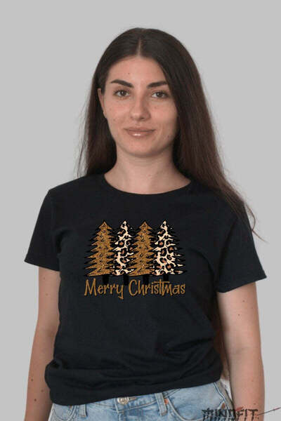 GILDAN Tricou De Craciun Braduti Leopard Merry Christmas Dama