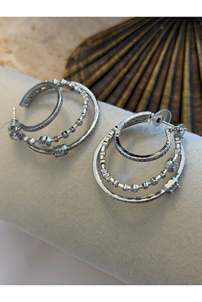 MyladyAccessoriess أقراط دائرية بتفاصيل حجر الزركون متعددة المظهر (فولاذ)