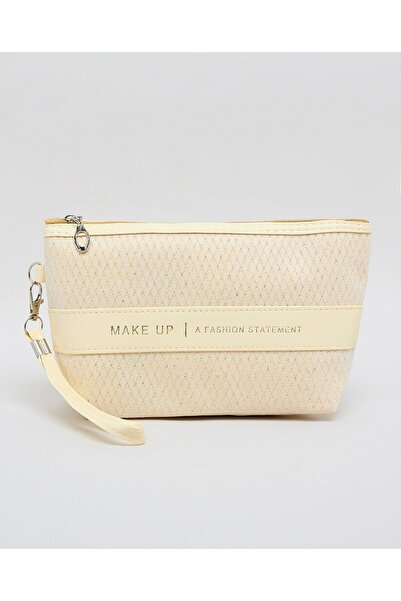 R&B Beige Women's Patterned Cosmetic Pouch