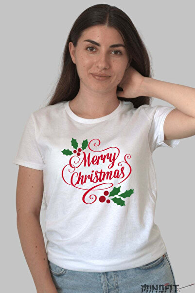 GILDAN Tricou De Craciun Merry Christmas Cu Frunze De Ilex Dama
