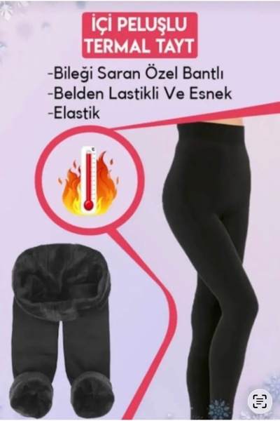 FitQueen Termal Peluş Sıcak Tutan Siyah Tayt