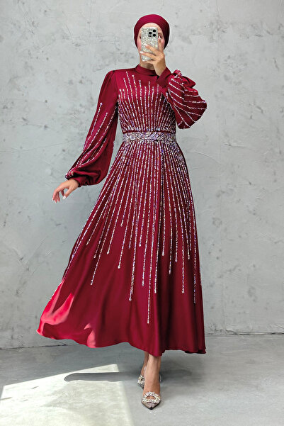 Lamia Giyim Madame Giyza Abiye Bordo