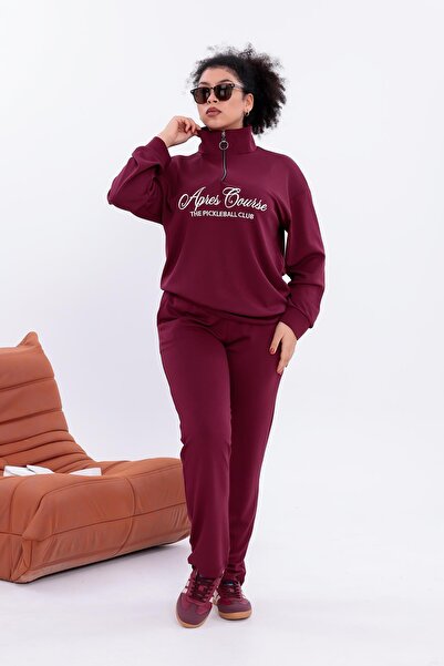 Siyezen Plus Size Modal Fabric Comfortable Set with Text Embroidery on the Front