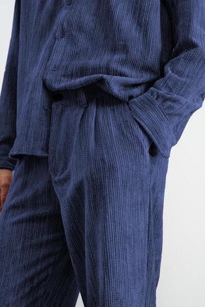 GIESTO Plied Velvet Dark Blue Pants